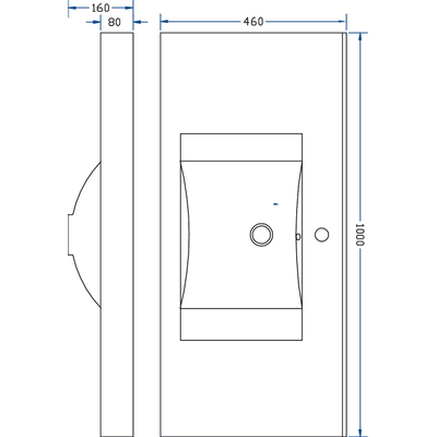 Xellanz Wiesbaden Tigris wastafel enkel met 1 kraangat 100x46x8 cm kunstmarmer glans wit