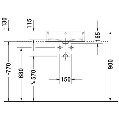 Duravit Vero Air opbouwwastafel geslepen en rugzijde geglazuurd 1 kraangat met overloop 50x47cm met WonderGliss wit