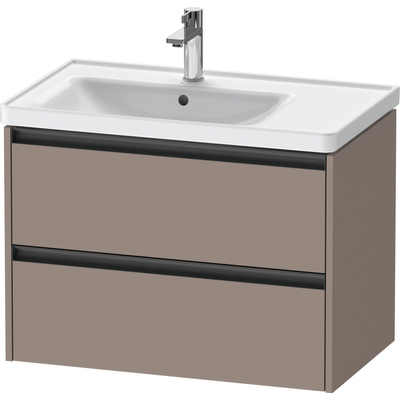 Duravit Ketho 2 wastafelonderbouwkast met 2 laden voor waskom links 78.4x45.5x54.9cm met grepen antraciet basalt mat