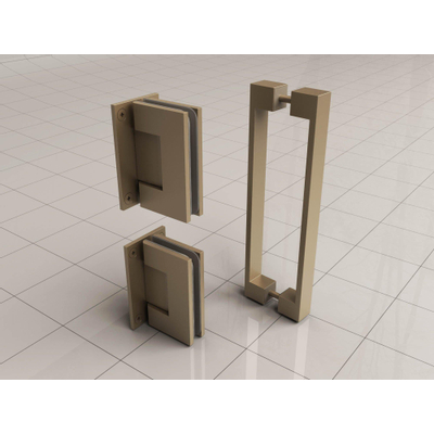 Wiesbaden Less scharnierset en greep voor profielloze nisdeur geborsteld messing