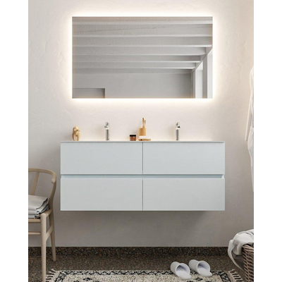 MONDIAZ VICA Badkamermeubelset - 120cm - 4 lades - wasbak Cloud dubbel - 2 kraangaten - solid surface clay