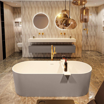 MONDIAZ NOBLE Vrijstaand bad - 180x75cm - Smoke/talc