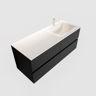 MONDIAZ VICA Badkamermeubelset - 120cm - 4 lades - wasbak Cloud rechts - 1 kraangat - solid surface urban