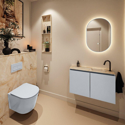 MONDIAZ TURE-DLUX 80cm toiletmeubel Clay. EDEN wastafel Frappe positie rechts. Met 1 kraangat.