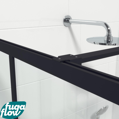 FugaFlow Efficiente Vetro inloopdouche badkamer - 100x200cm - windows frame buitenzijde - anti kalk - mat zwart