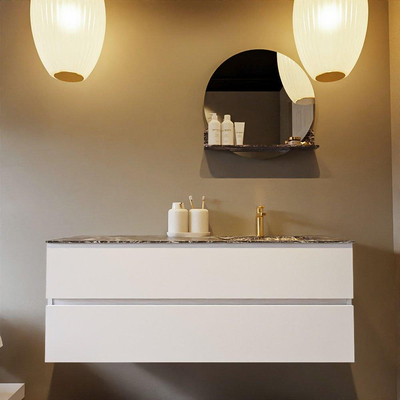 Mondiaz VICA-DLUX Badkamermeubelset - 130cm - talc - 2 lades - Inbouw wastafel CLOUD - rechts - 1 kraangat - kleur Lava - XL versie 60cm hoog