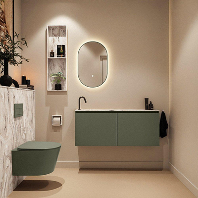 MONDIAZ TURE-DLUX 120cm toiletmeubel Army. EDEN wastafel Glace positie links. Met 1 kraangat.
