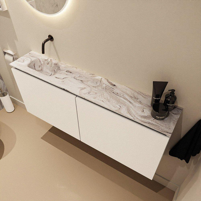 MONDIAZ TURE-DLUX 120cm toiletmeubel Talc. EDEN wastafel Glace positie links. Zonder kraangat.