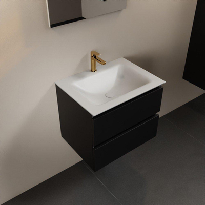 Mondiaz Aivy badmeubelset - 60x45x50cm - 1 kraangat - 1 wasbak talc Solid surface - Midden - 2 lades - Met spiegel - MDF Urban