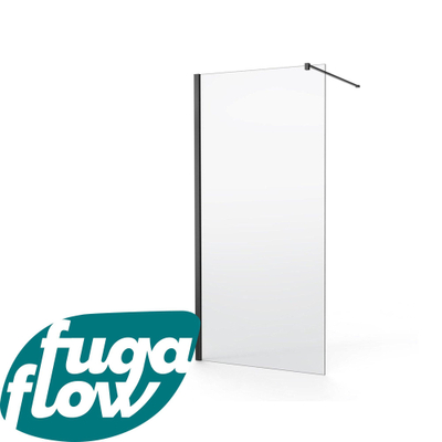 FugaFlow Efficiente Vetro inloopdouche badkamer - 30x200cm - helder glas - mat zwart