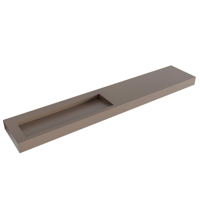 Mondiaz AVON Vrijhangende wastafel - 250cm - wasbak links - rand 12cm - Solid surface Smoke