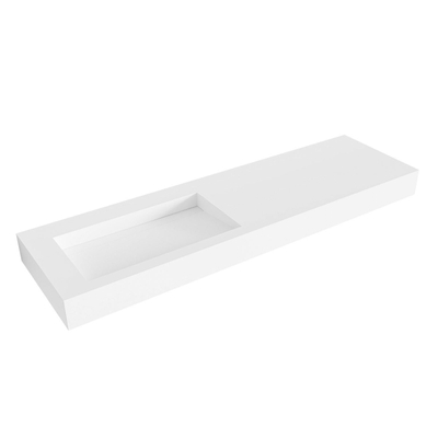Mondiaz AVON Vrijhangende wastafel - 160cm - wasbak links - rand 12cm - Solid surface Talc