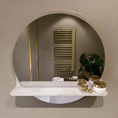 Mondiaz SPOT Badkamerspiegel - rond 50cm - spiegelplanchet - kleur Ostra