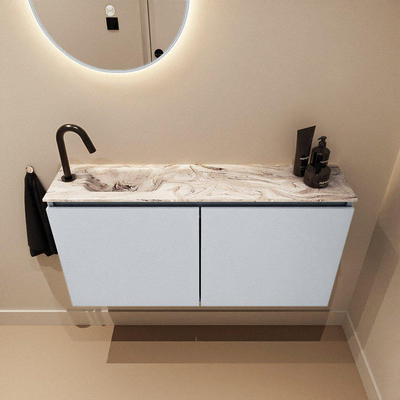 MONDIAZ TURE-DLUX 100cm toiletmeubel Clay. EDEN wastafel Glace positie links. Met 1 kraangat.