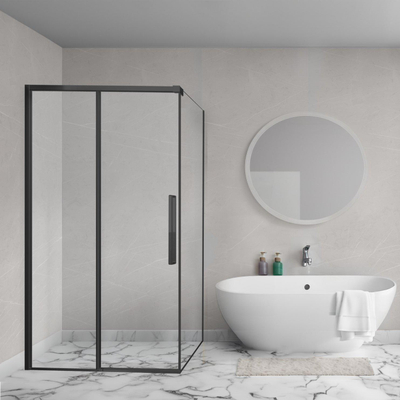 Aqua Vista Lokla Cuadra zijwand - 80x200cm - incl. montageset - zwart mat