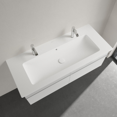 Villeroy & Boch Venticello meubelwastafel met 2 kraangaten 120x50cm met overloop Ceramic+ stone white