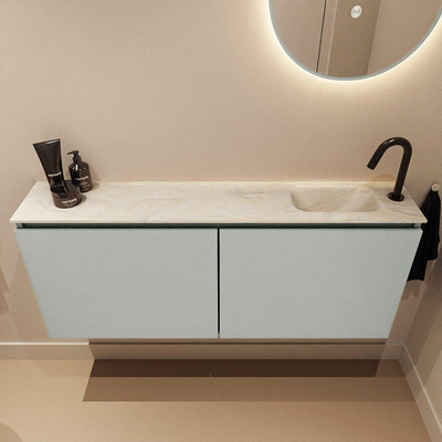 MONDIAZ TURE-DLUX 120cm toiletmeubel Greey. EDEN wastafel Ostra positie rechts. Met 1 kraangat.