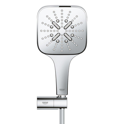 GROHE Rainshower SmartActive 130 Cube Handdoucheset - 3 straalsoorten - vierkant - met houder - verstelbaar - gladde slang - 150cm - chroom