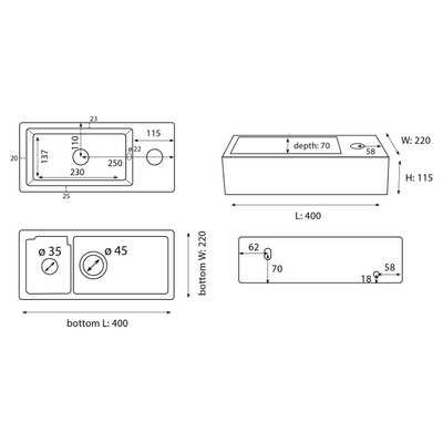 Differnz Hura Fontein - 40x22x11.5cm - keramiek - zwart