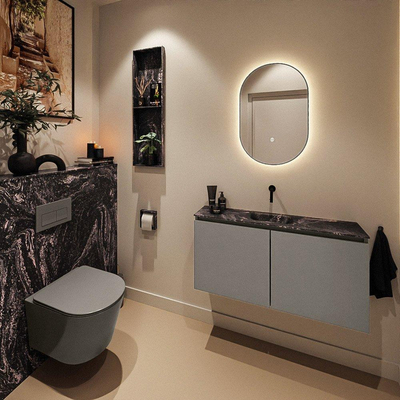 MONDIAZ TURE-DLUX 100cm toiletmeubel Smoke. EDEN wastafel Lava positie midden. Zonder kraangat.