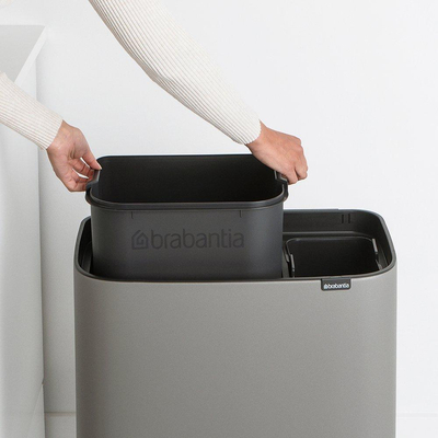 Brabantia Bo Touch Bin Afvalemmer - 11+23 liter - 2 kunststof binnenemmers - mineral concrete grey