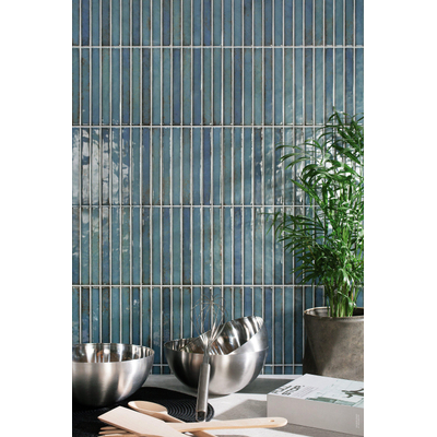 La Platera Cerámica Raku Keramische wandtegel - 35x35cm - 9.2mm - kitkat - Blauw