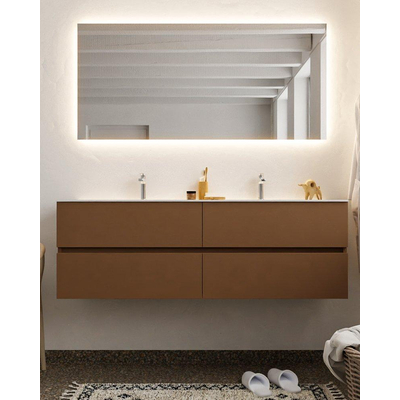 MONDIAZ VICA Badkamermeubelset - 150cm - 4 lades - wasbak Cloud dubbel - 2 kraangaten - solid surface rust