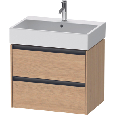 Duravit Ketho 2 wastafelonderbouwkast met 2 laden 68.4x46x54.9cm met grepen antraciet natuur eiken mat