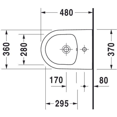 Duravit ME by Starck wandbidet compact 37x48cm met kraangat met overloop mat wit