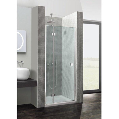 Crosswater Design New draaideur met vast paneel 100x195cm zilver profiel helder glas