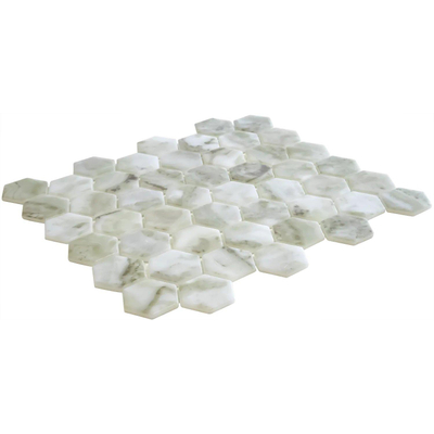 The Mosaic Factory Valencia mozaïektegel - 27.6x32.9cm - wand en vloertegel - Zeshoek/Hexagon - Gerecycled glas Verde Marble Print Mat