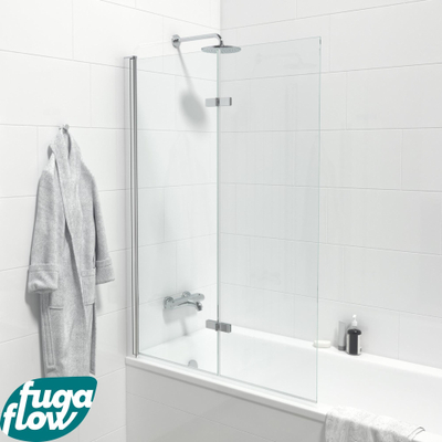 FugaFlow Efficiente Vetro Badwand - 2 delig draaibaar - 110x150cm - 6mm veiligheidsglas - anti kalk - chroom