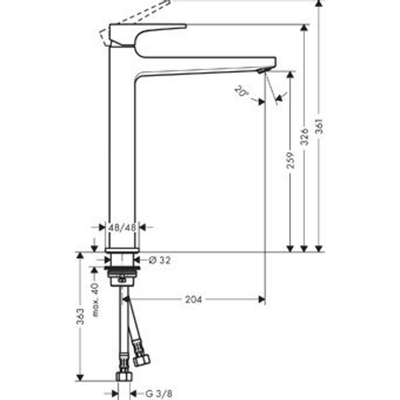 Hansgrohe Metropol wastafelkraan 260 met waste chroom