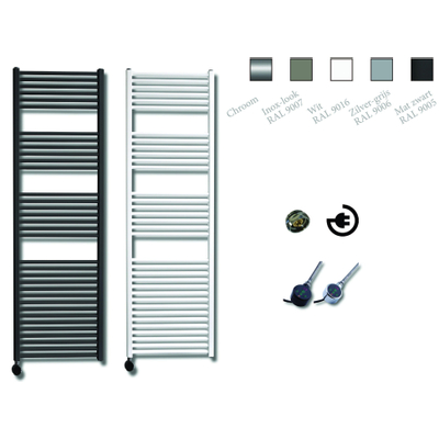 Sanicare Elektrische Design Radiator - 172 x 45 cm - 671 Watt - thermostaat chroom linksonder - chroom