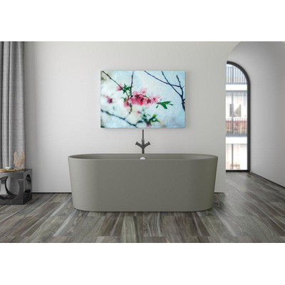Plieger Kansas Vrijstaand bad - 180x80x60cm - met waterinlaat - met af- en overloopgarnituur - met poten - acryl - cementgrijs