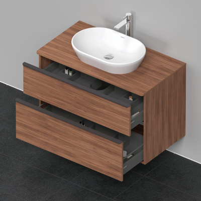 Duravit D-Neo wastafelonderkast 100x66.4x55cm 2 lades Noten Mat