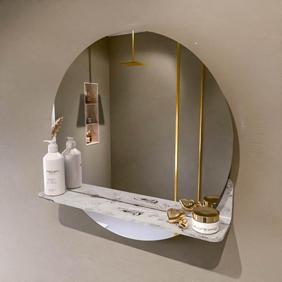 Mondiaz SPOT Badkamerspiegel - rond 60cm - spiegelplanchet - kleur Glace