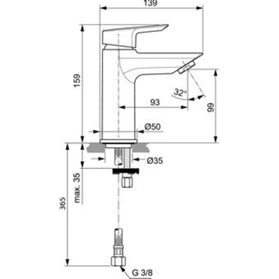 Ideal Standard Tesi wastafelkraan m. vaste uitloop 5l/min chroom