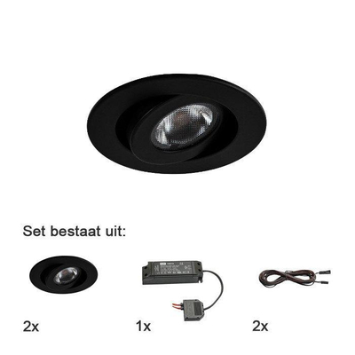 VHI Set 2x Panda inbouwspot 2700K dimbaar mat zwart