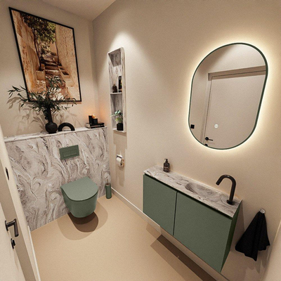 MONDIAZ TURE-DLUX 80cm toiletmeubel Army. EDEN wastafel Glace positie rechts. Met 1 kraangat.