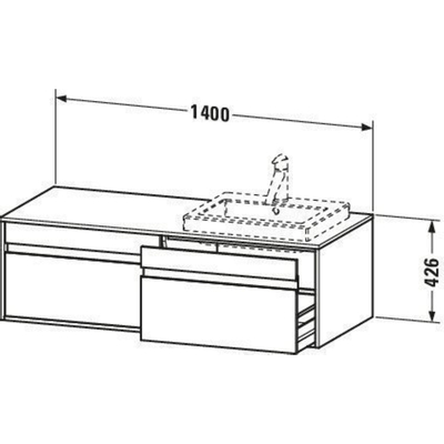 Duravit Ketho Wastafelonderkast 140x55.5x42.6cm 2 lades Standaard greep met softclose spaanplaat Grafiet Mat