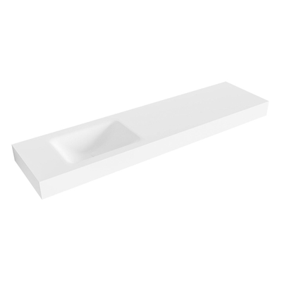 Mondiaz CLOUD Talc Vrijhangende wastafel - 180cm - wasbak links - rand 12cm - Solid surface Talc