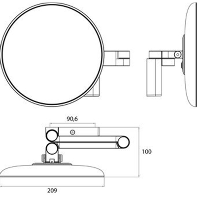 Emco Evo scheer- en cosmeticaspiegel rond 2 schakelaars lichtsterkte en kleur rond 20cm wandmodel 2-armig 5x vergrotend chroom