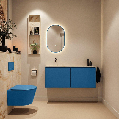 MONDIAZ TURE-DLUX 120cm toiletmeubel Jeans. EDEN wastafel Frappe positie links. Zonder kraangat.