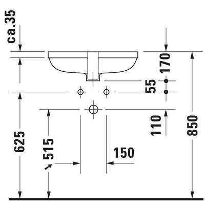 Duravit Happy d.2 inbouw wastafel 48x38,5 cm Gliss wit