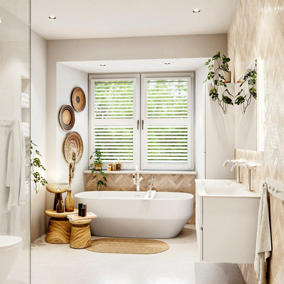 MONDIAZ VICA 120cm badmeubel onderkast Talc 4 lades. Wastafel CLOUD dubbel 2 kraangaten, kleur Talc.