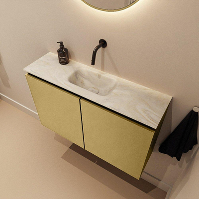 MONDIAZ TURE-DLUX 80cm toiletmeubel Oro. EDEN wastafel Ostra positie midden. Zonder kraangat.
