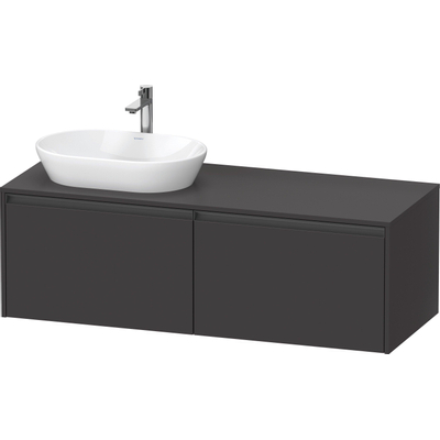 Duravit Ketho 2 wastafelonderbouwkast incl. consoleplaat met 2 laden voor waskom links 140x55x45.9cm met handgrepen antraciet grafiet supermat