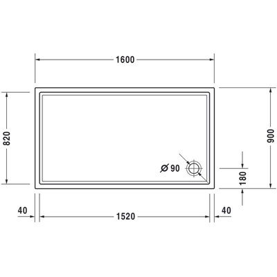 Duravit Starck Slimline douchebak acryl rechthoekig 160x90x6cm wit