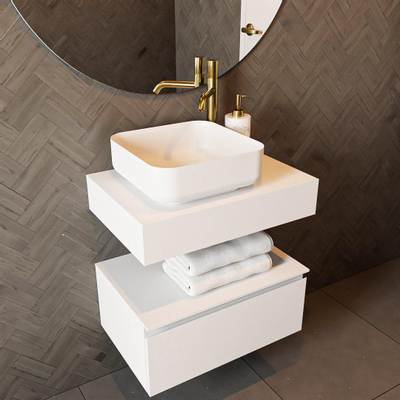 Mondiaz TOP 23 Topblad - 50x23.5x12cm - geschikt voor afdekplaat - Solid surface - Talc